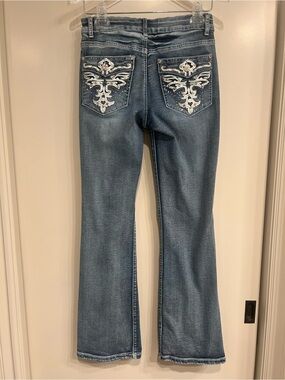 Telepatía Bootcut Jeans — Rhinestone Embroidered Pockets, Y2K Style